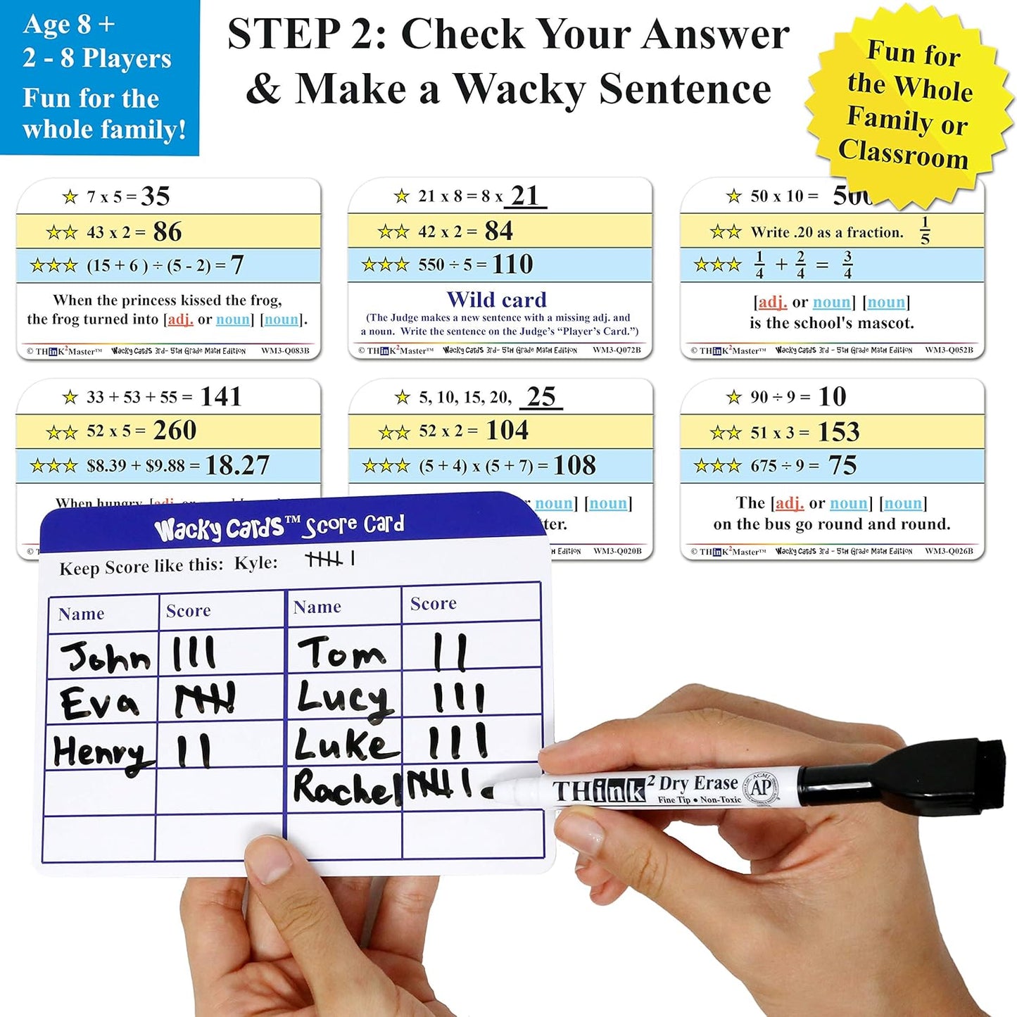 Think2Master Wacky Cards Practicing Math Including Addition, Subtraction & Multiplication.