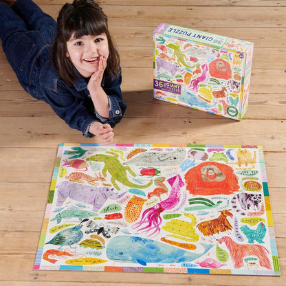 eeBoo 36 Piece Giant Floor Puzzle - Dinosaur Alphabet Children's Puzzle ABC & Dino Themed, Large Pieces for Small Hands to Develop Motor Skills