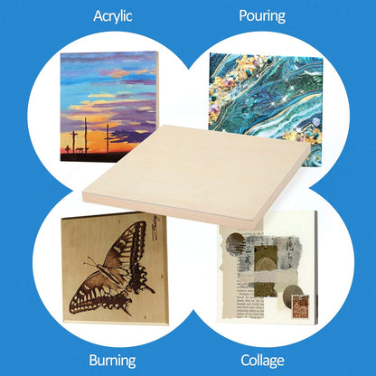 Falling in Art Unfinished Birch Wood Canvas Panels Kit, 4 Pack of 8x10’’ Studio 3/4’’ Deep Cradle Boards for Pouring Art, Crafts, Painting, and More