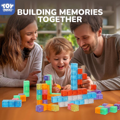 64PCS Magnetic Blocks, Magnetic Building Blocks for Kids Ages 3 4 5 6 Year Old, Magnet Cubes, Autism Montessori Toys, Preschool STEM Educational Sensory Magnet Toys Gifts for Kids 3-5 4-8