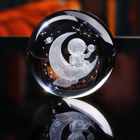 3d Solar System Model Crystal Ball 80mm 3.15inch - Outer Space Astronomy Gifts Room Decor Crystal Sphere Unique Gifts For Men Him Best Birthday Dad Physics Science Teacher Night Light Planet Lamp