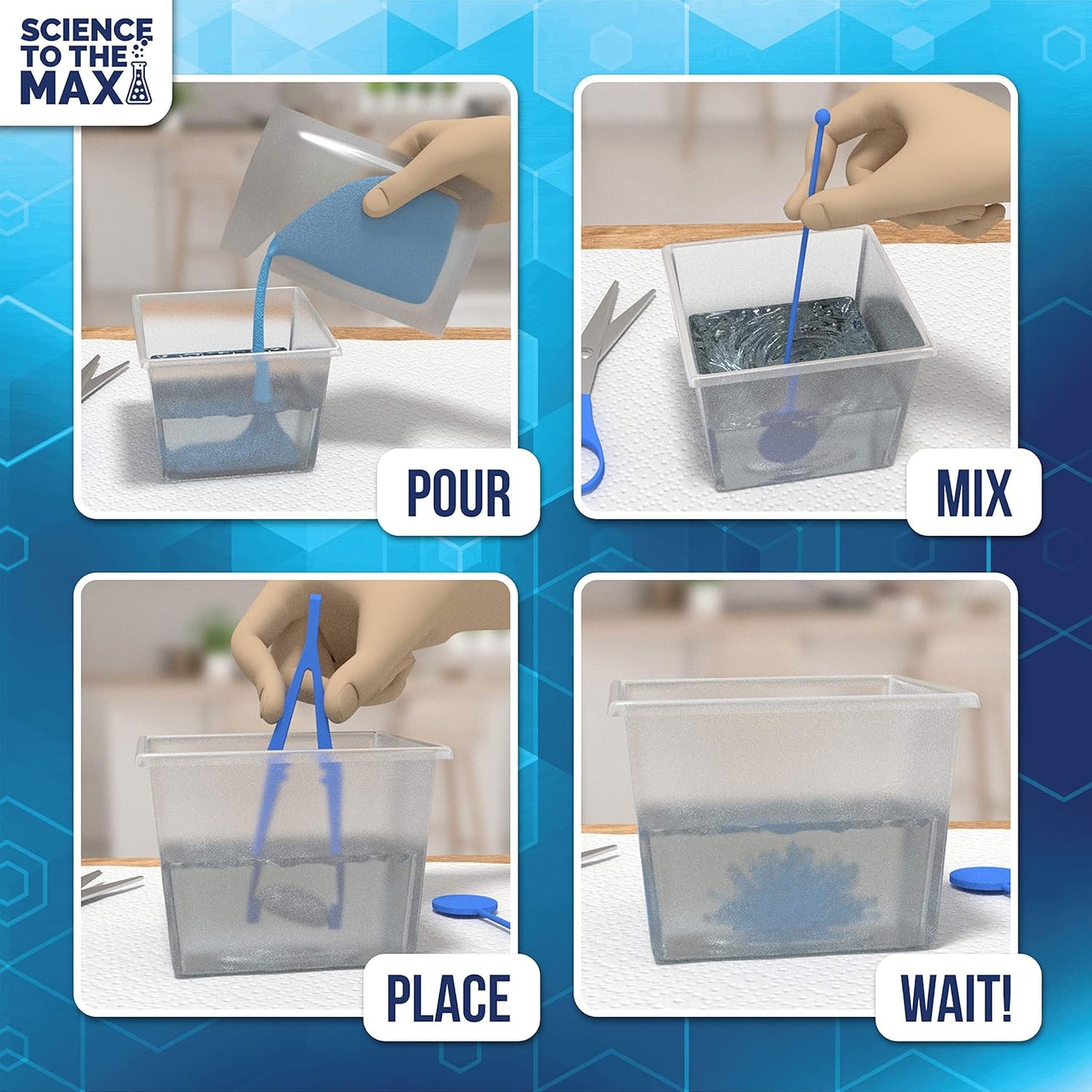 Crystal Growing Kit for Kids - STEM Science Kit for Kids Boys and Girls & Adults - 3 Display Crystal Dome Displays - Educational Science