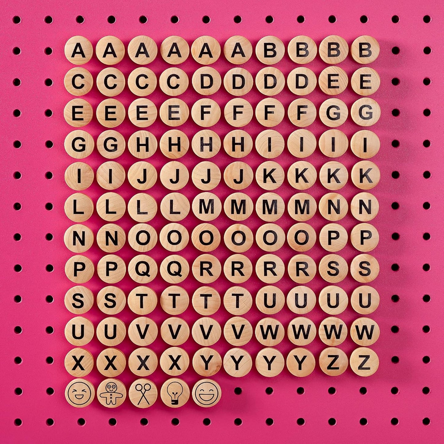 Craft Room Pegboard Letters for Pegboard Craft Peg Board Organizer Accessories | 115 Pegboard Decoration Blocks with Emojis - Round