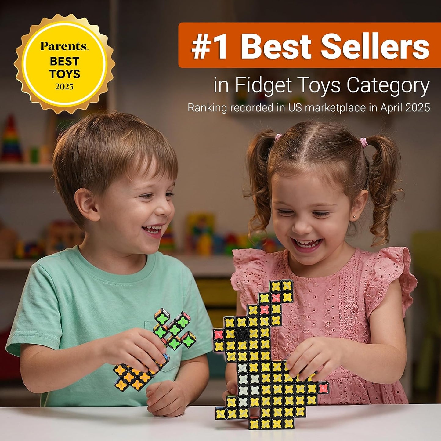 TOSY Magnet Cube 2x2 - 8 Blocks, 2in1 Toy: 2x2x2 Puzzle Cube and Customizable Infinity Cube, Easter Basket Stuffers Gifts for Kids/Grandkids, Glowing w/ UV Flashlight, STEM Toy, 2-Pack