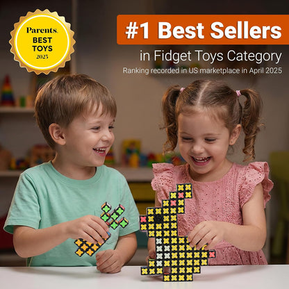 TOSY Magnet Cube 2x2 - 8 Blocks, 2in1 Toy: 2x2x2 Puzzle Cube and Customizable Infinity Cube, Easter Basket Stuffers Gifts for Kids/Grandkids, Glowing w/ UV Flashlight, STEM Toy, 2-Pack