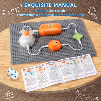 Circuits Science Kit for Kids Ages 3-12 | 64 STEM Projects with 25 Electronic Parts | No Soldering, Kids Circuit Board Kit with Fan, RGB Lights| Educational STEM Toy Gift for Boys & Girls 6-8