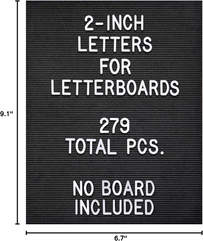 Skinny Felt Board Letters Only Set NO BOARD INCLUDED, Rae Inspired Font Farmhouse Decor Accessory, 2 Inch White Plastic Letters Numbers Symbols For Changeable Felt Letter Board Message Bulletin