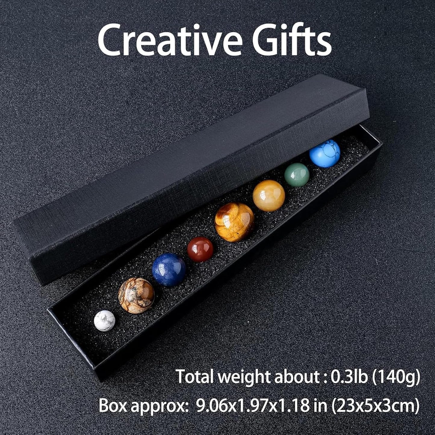 Runyangshi Nine Planets Solar System Model Crystal Ball - Natural Crystal Gemstone Marble Space Home Desk Decoration - Creative Gifts