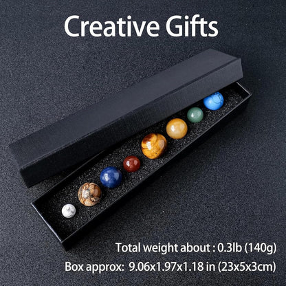 Runyangshi Nine Planets Solar System Model Crystal Ball - Natural Crystal Gemstone Marble Space Home Desk Decoration - Creative Gifts