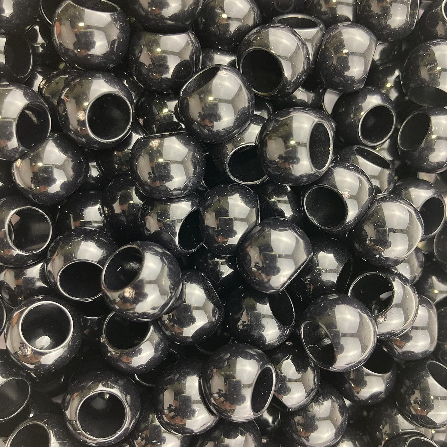 300 Acrylic Large Hole Beads for Crafts and for Hair 10mm x 12mm Acrylic Barrel Beads with 5.7mm Large Hole, Glossy Primary Assortment