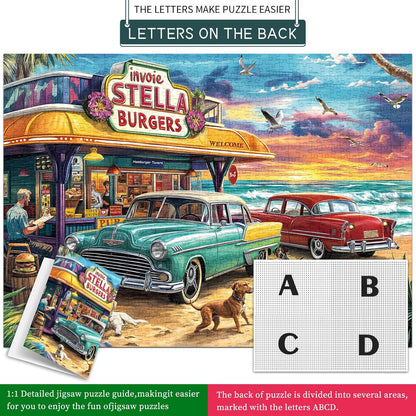 Puzzles for Adults 1000 Pieces,Seaview Campground Jigsaw Puzzle with 1:1 HD Poster, Perfect Interlocking No Dust, Stress Relief Ideal Gift for Family Games