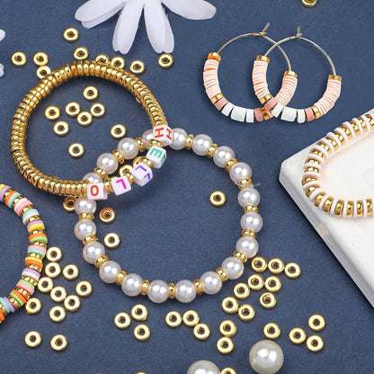 1500pcs 6mm Flat Round Spacer Beads Disc Loose Jewelry Making Beads for DIY Bracelet Necklace Earring Craft Supplies, Gold & Silver