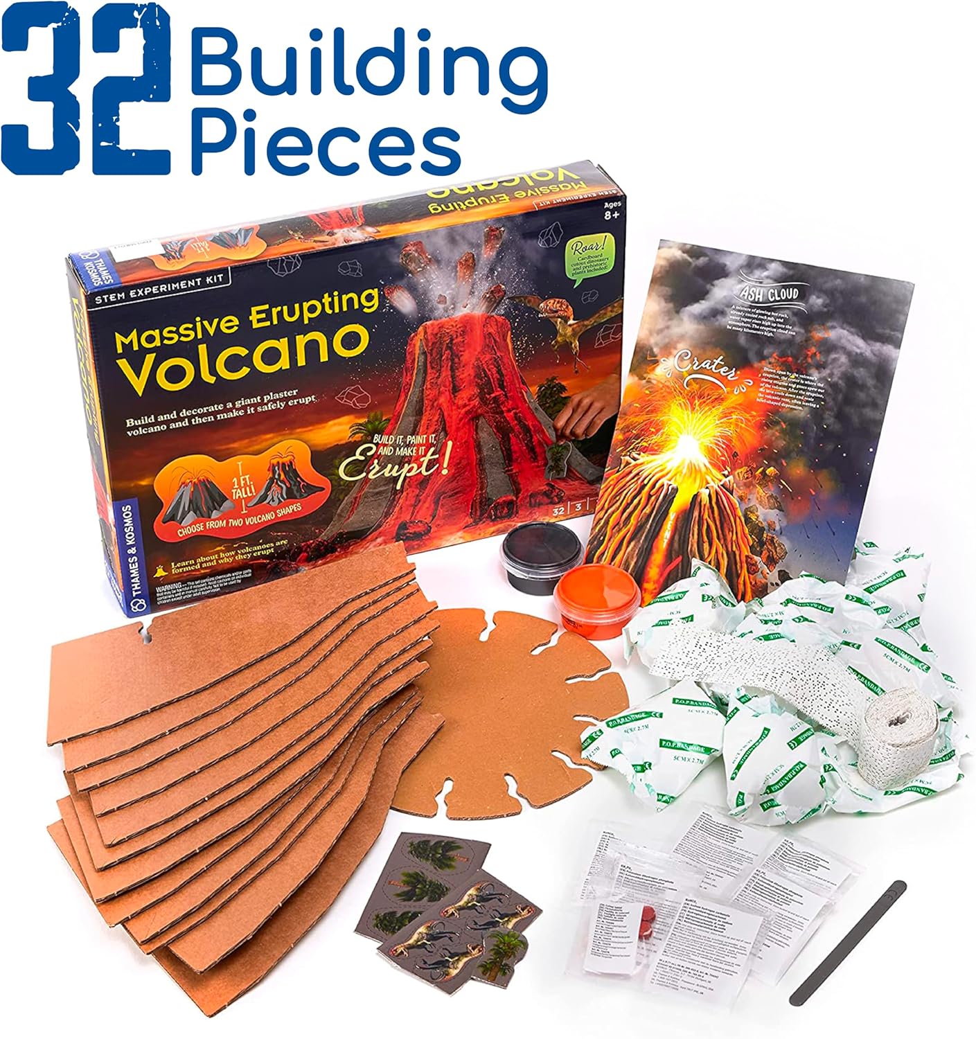 Thames & Kosmos Massive Erupting Volcano STEM Kit | DIY Giant Volcano Model, 1-Foot Tall | Includes Materials for Multiple Eruptions | Explore Volcanoes, Geology, Earth Science | Science Fair Project