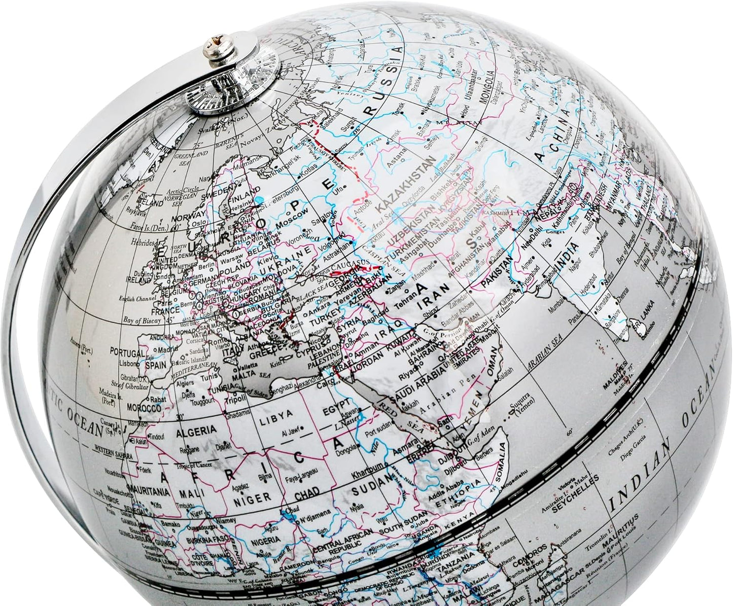 Political Globe Dia 5.5-inch / 14cm- Educational/Geographic - Stainless Steel Arc and Base - School, Home, and Office