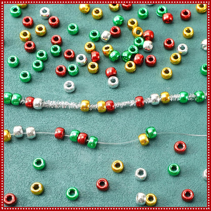 UPINS 1200Pcs Christmas Pony Beads Friendship Plastic Small Hair Beads Red Green White Pony Beads for Necklace Supplies (Christmas)