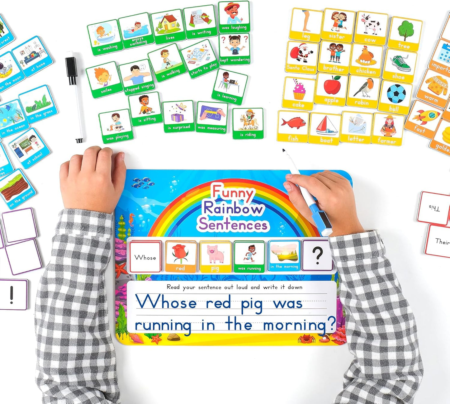 104 PCS Sentence Building for Kids, Sentence Building Magnets Kit, Learn to Read, Speech Speak Spell Games, Kids Vocabulary Builder, Sentence Building Games, Sight Word Magnets Games - Simply Magic