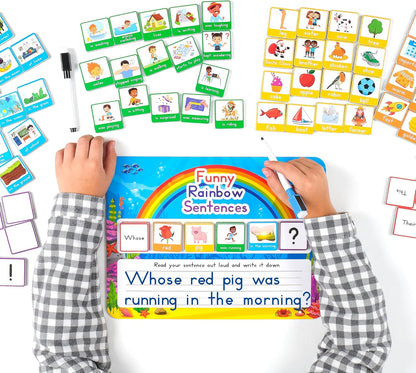104 PCS Sentence Building for Kids, Sentence Building Magnets Kit, Learn to Read, Speech Speak Spell Games, Kids Vocabulary Builder, Sentence Building Games, Sight Word Magnets Games - Simply Magic