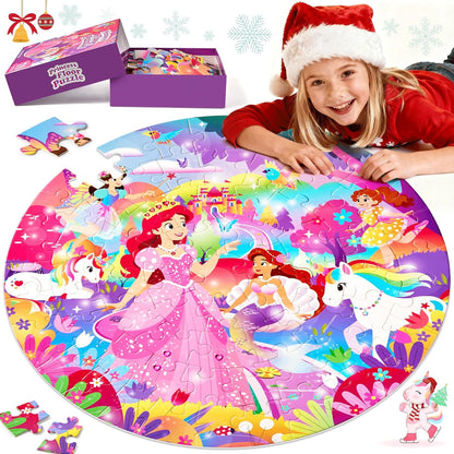 Unicorn Toys Gifts for Girls Age 4-6, 70 Pcs Jumbo Floor Puzzle for Kids, Fun Educational Preschool Learning Toy for Toddlers 3-5, Easter Basket Stuffers Birthday Gifts for Kids (Pink)