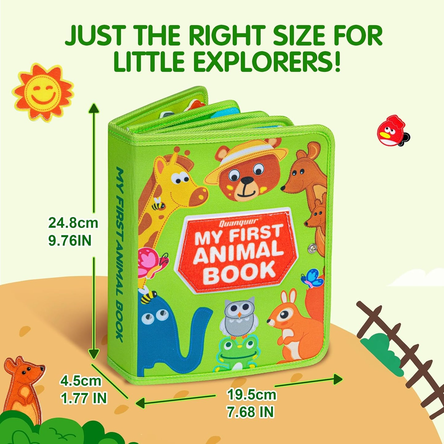 Quanquer Montessori Busy Book for Toddlers 1-3 - Farm Animal Sensory Busy Board for 1 Year Old Boys and Girls, Educational Travel Toy for Airplane Car Activities, Birthday Christmas Toddler Gifts