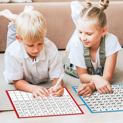 Math Hundred Boards, Laminated Double Sided Number 1-100 Chart Easy to Write Consecutive Number Counting Chart for Kids Classroom, Homeschool, School Supplies (10 Sheets)