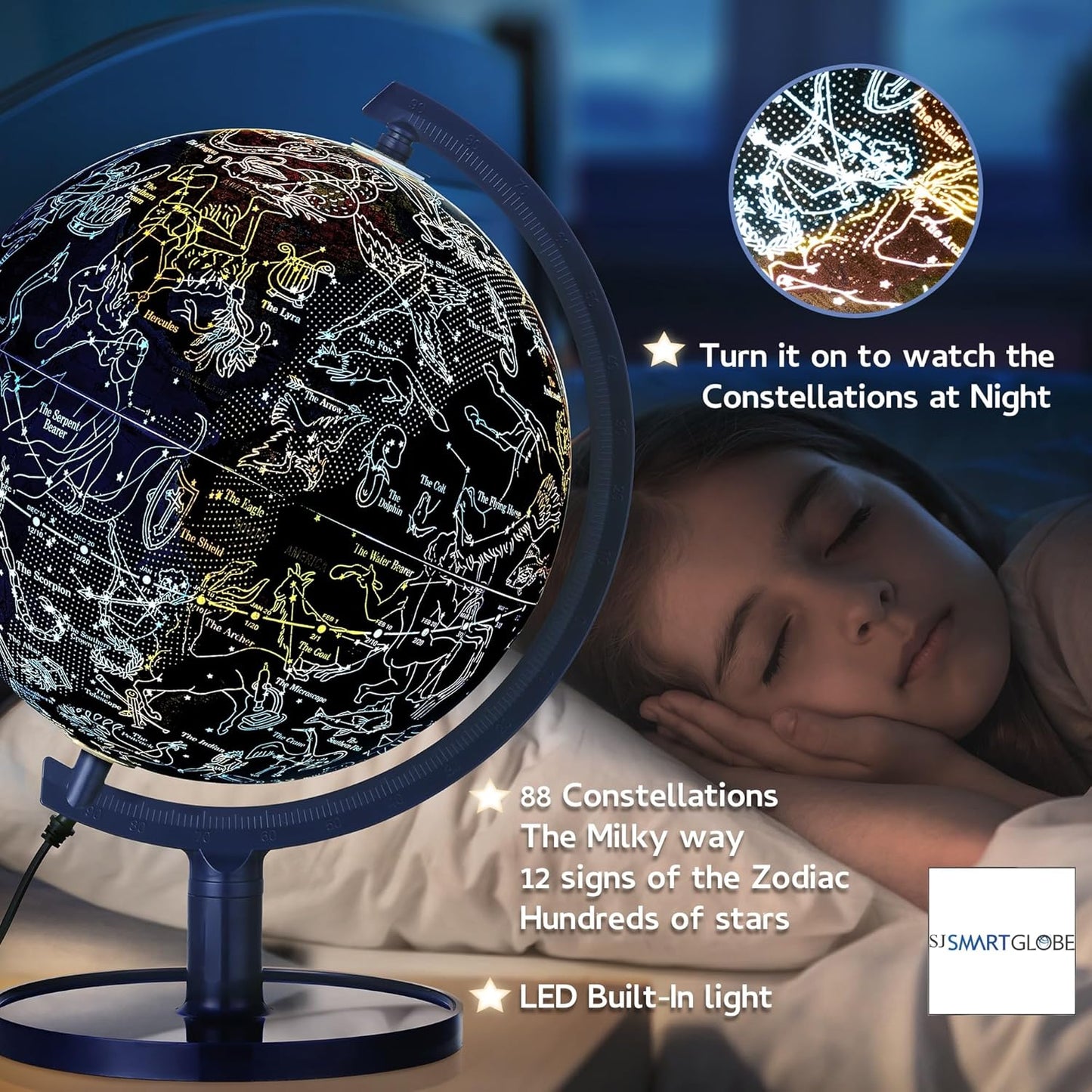 Interactive 10" Globe for Children with Stand (DIY) - App-Compatible, 400 Wonders, 1000+ Facts, LED Constellations, STEM Globe, World Lamp & Earth Decor