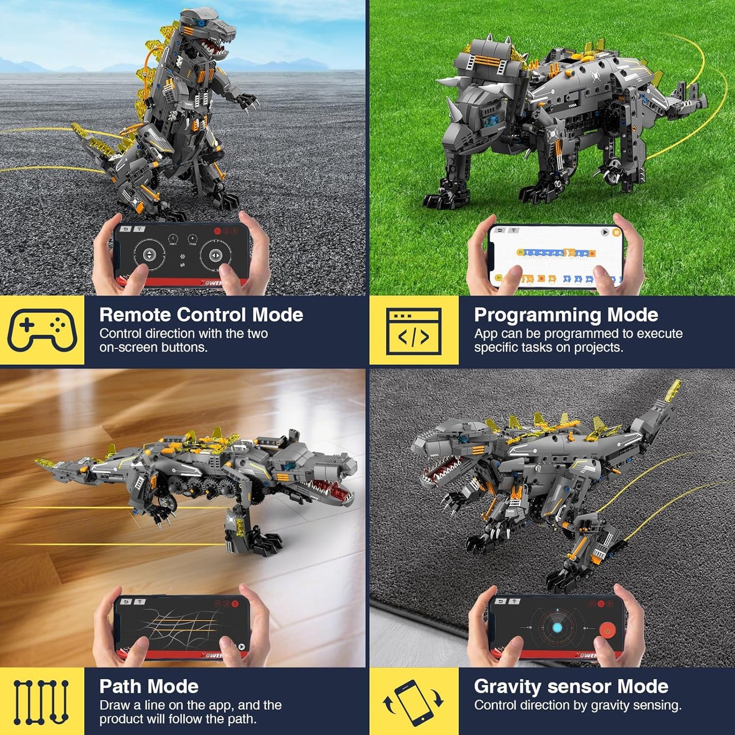 ADUSRIZ 5 in1 Stem Robot Building Kit for Kids Ages 8-13, 688 PCS Remote & App Controlled Dinosaur Car Building Toys for Kids Science Learning, Birthday Gifts for 8 9 10 11 12+ Years Old Boys Girls