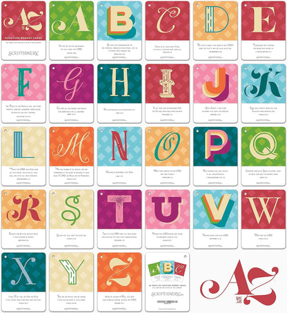 ABC Bible Verse Cards for Kids - Scripture Memory Flash Cards - Alphabet Bible Verses to Memorize A to Z - Christian Homeschool and Sunday School Gift - Scriptionery