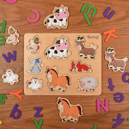 Pikatoyz® Wooden Puzzles for Toddlers 1-3 – Montessori Educational and Learning Toys – Wooden Baby Puzzle for Kids 1 Year and Up – Developmental Toys – Baby Puzzles for Early Learning