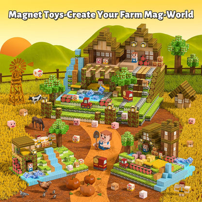 150pcs Magnetic Blocks,Magnetic Building Blocks STEM Toys for Kids Ages 3+,Magnet Tiles with Forest Animals Blocks Set, Educational Sensory Toys for Toddlers,Boys & Girls–Creative Game Gift