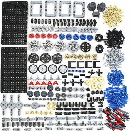 496 Pcs Technical Parts Building Blocks Gears Axle Pin Connector Compatible with Major Brand Toy Technical Cam Worm Cogs Gears Steering Parts Differential Engine Kit MOC Pieces for Replacement