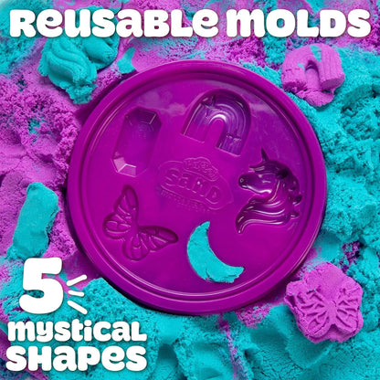 Play-Doh Sand Slime Bucket, Teal and Purple, Cotton Candy Scented, 1.5 Pounds of Play Sand in Resealable Bucket with Magical Molds on the Lid, Creativity for Kids Sensory Toys