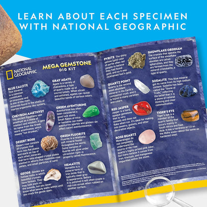 National Geographic Gigantic Gemstone Dig Kit – Excavate 100 Real Gems from a Giant Dig Brick, Gem Mining Kit for Kids, STEM Rock Collection Activity, Includes Tools & Learning Guide