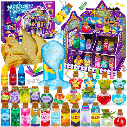 CARTELL Fairy Magic Potions Kit for Kids, Upgraded 26 DIY Mixed Magic Wizard Potion Bottles, Mystery Potions Craft Kit, Christmas Decorations Birthday Gifts for Age 6 7 8 9 10+ Year Old Girls Boys