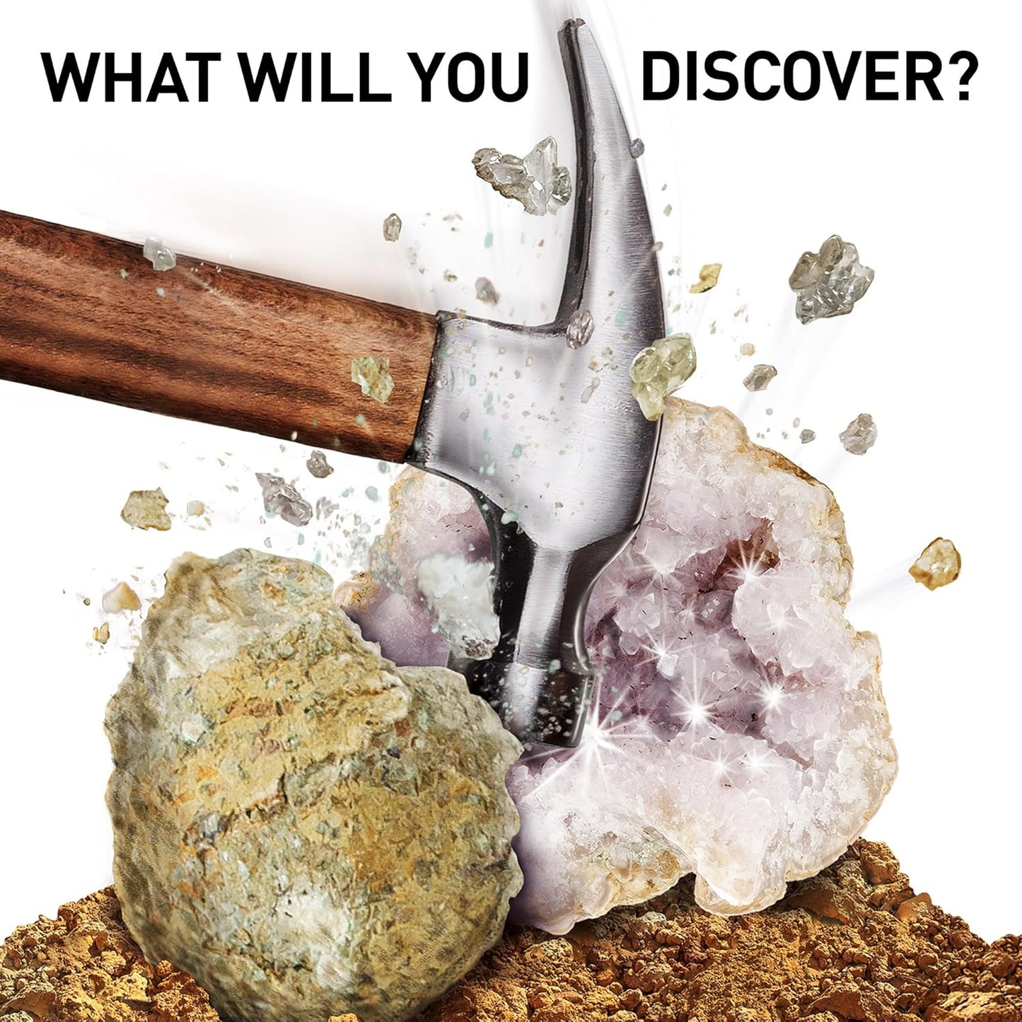 NATIONAL GEOGRAPHIC Break Open 2 Geodes Science Kit – Includes Goggles, Detailed Learning Guide and Display Stand - Great STEM Science gift for Mineralogy and Geology enthusiasts of any age