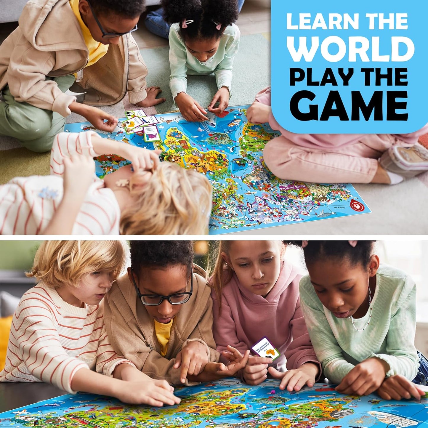 QUOKKA Board Games for Kids 8-12 - Family Games for Kids and Adults - Journey Across the World Card Game Ages 5-9 - Learn Capitals, Flags, Facts, and Map Locations with 195 World Map Cards