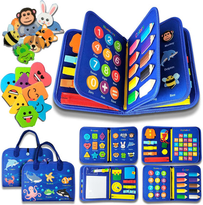 Montessori Busy Board for Toddlers 1-4 Years - Educational Sensory Toy for Fine Motor Skills & Learning Activities - Travel-Friendly Preschool Toy for Boys & Girls, Travel Toy for Kids