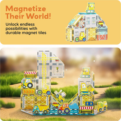 PicassoTiles Magnet Tiles Magnetic Building Blocks Aquarium Marine Animal Theme Set with 8 Character Action Figures Shark Crab Turtle STEM Toys Construction Preschool Toddlers Kids Boys Girls 3+ PTQ15