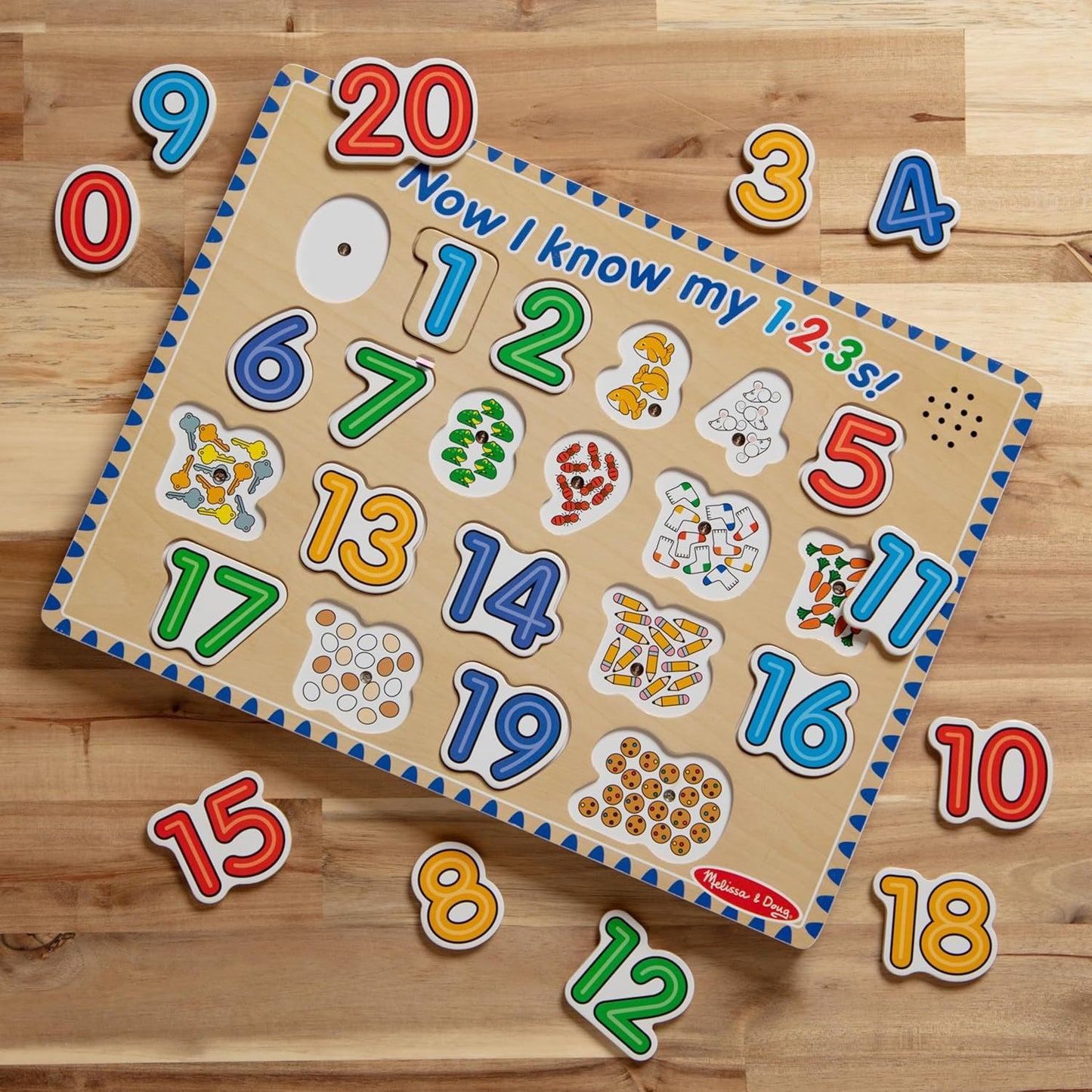 Melissa & Doug Numbers Sound Puzzle - Wooden Counting Puzzle with Light-Activated Sound Effects (21 Pcs)