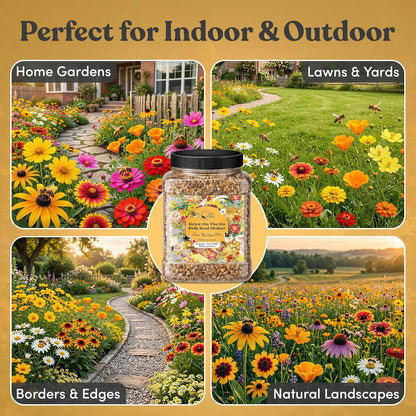 Mini Wildflower Seed Shaker - Save The Bees Seed Mix, by GevaGrow | 80,000+ Seeds | Pollinator & Bee Attracting Flower Seeds Bulk for Planting in Pots & Outdoor Gardens | 2 Ounce