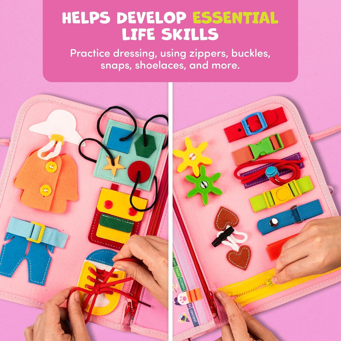 Clever Fox Play Busy Book for Toddlers 1-3 Year-Old – Baby Busy Board Book – Montessori Felt Activity Board for Learning Fine Motor Skills, Car Airplane Travel Toy – Birthday Gift for Kids Ages 1+