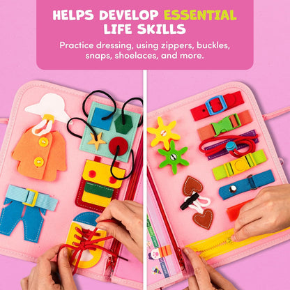 Clever Fox Play Busy Book for Toddlers 1-3 Year-Old – Baby Busy Board Book – Montessori Felt Activity Board for Learning Fine Motor Skills, Car Airplane Travel Toy – Birthday Gift for Kids Ages 1+