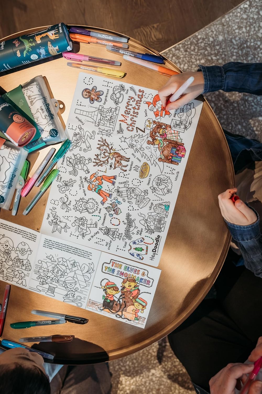 HeyDoodle Into The Wild Classic Doodle Mat – Reusable Silicone Alphabet Coloring Mat for Toddlers and Kids – Educational Animal Activity Pad with 9 Markers – Mess-Free Travel Toy – Ages 3-7