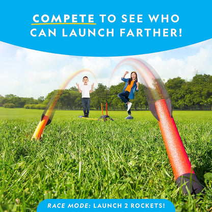National Geographic Air Rocket Toy – Ultimate LED Rocket Launcher for Kids, Jump and Launch the Light Up, Air Powered, Foam Tipped Rockets up to 100 Feet