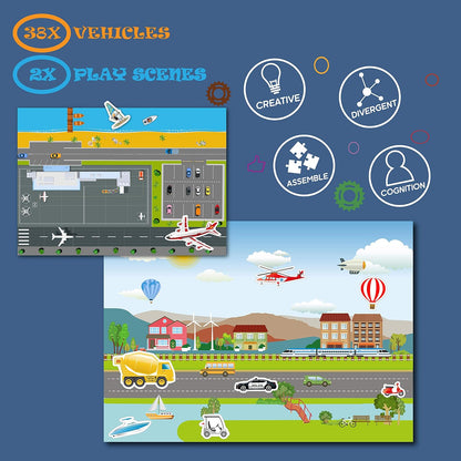 Magnetic Portable Playboard Cute Zoo Ainimal Magnets Create Scene for Learning Travel Toy (51 Pcs)