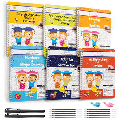 Magic Grooved Writing Practice for Kids, Trace Books for Kids Ages 3-5, 6-8, Handwriting Practice for kids 5-7, Teacher-Designed Reusable Magic Practice Copybook for Kids ages 3-8 (8.7×6.9in)