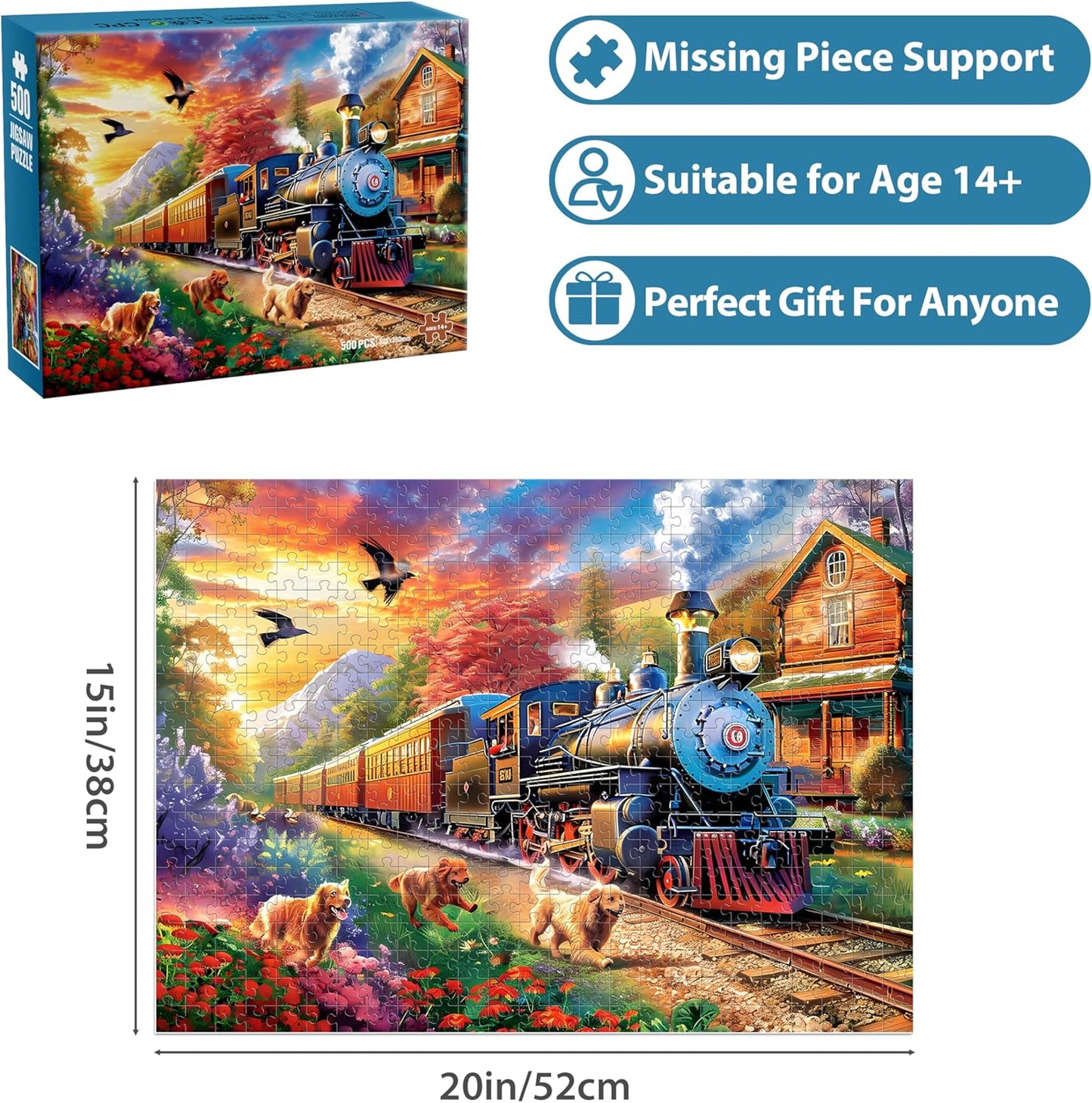 Jigsaw Puzzles for Adults 500 Pieces, Country Life Puzzle Interlock Perfectly Letter on Back No Dust, Challenging Puzzle Home Decor Birthday Party Gift Toy for Men Women Olders Seniors (21 x 15 in)