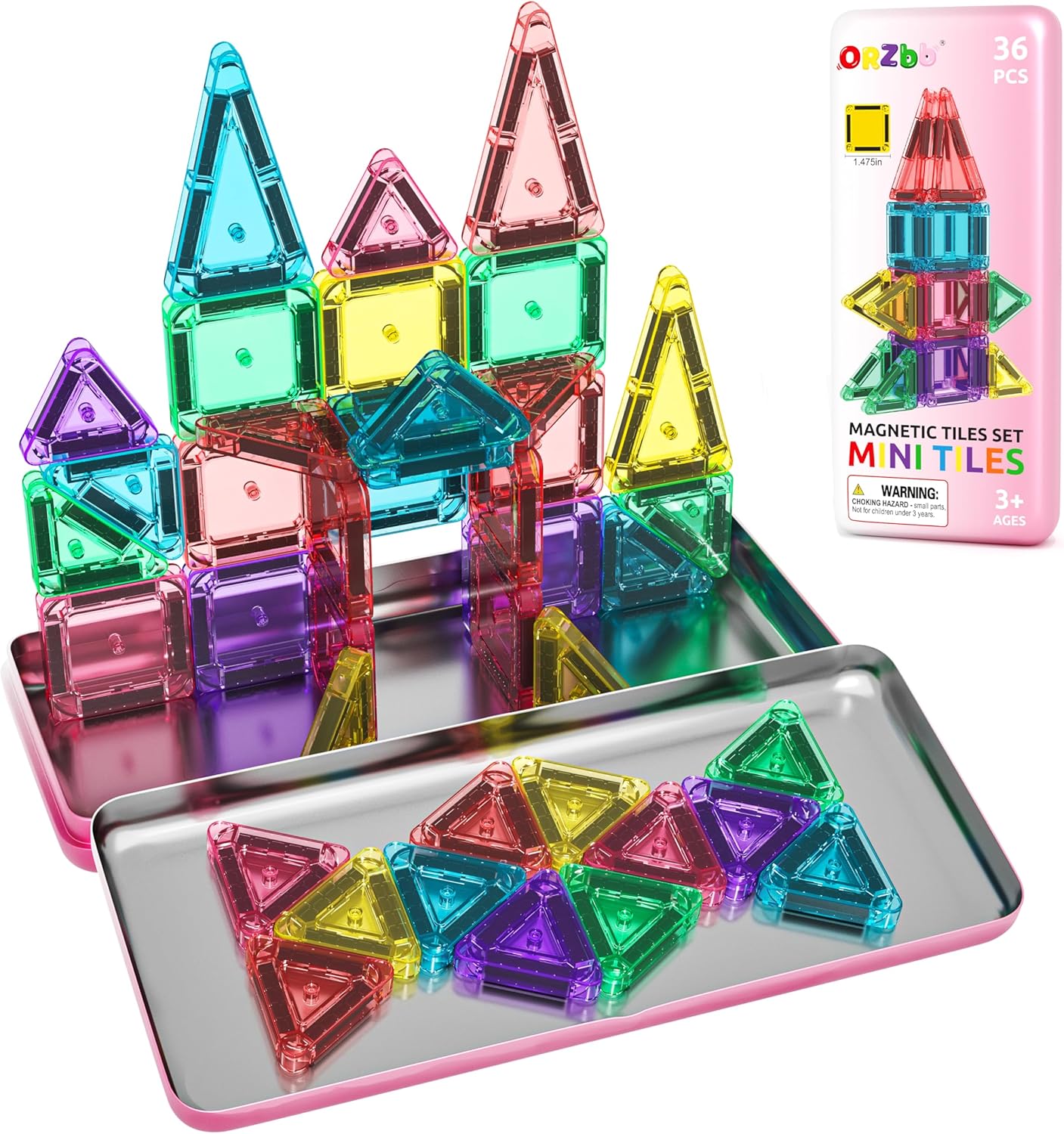 Magnetic Tiles Mini Travel Toddler Set, Magnetic Blocks Building Kids Toys & Games, Montessori Preschool Classroom Must Haves Educational Learning Sensory Toys for 3+ Year Old Boys Girls Birthday Gift
