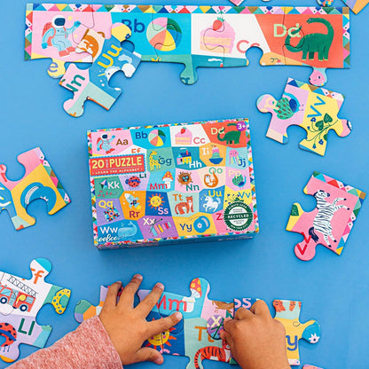 eeBoo 20 Piece Giant Floor Puzzle - Learn The Alphabet Children's Puzzle Letters & Object Themed, Large Pieces for Small Hands to Develop Motor Skills