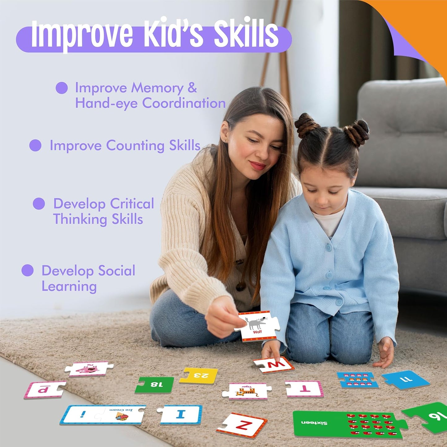 24 Set Addition & Subtraction Puzzles, Self-Correcting Matching Adding and Subtracting Puzzles, Educational Math Games Calculation Activities, Math Learning Toys for Preschool Kids