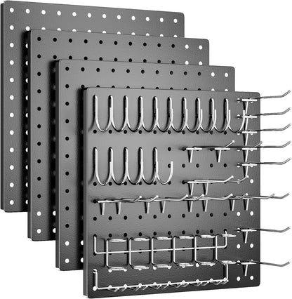 Peg Board, 4PCS Metal Pegboard Wall Organizer. Heavy Duty Pegboard, Peg Boards, Pegboard for Walls, White Pegboard for Garage Craft Room Workbench Office Kitchen Tool Organization, 12"*12"